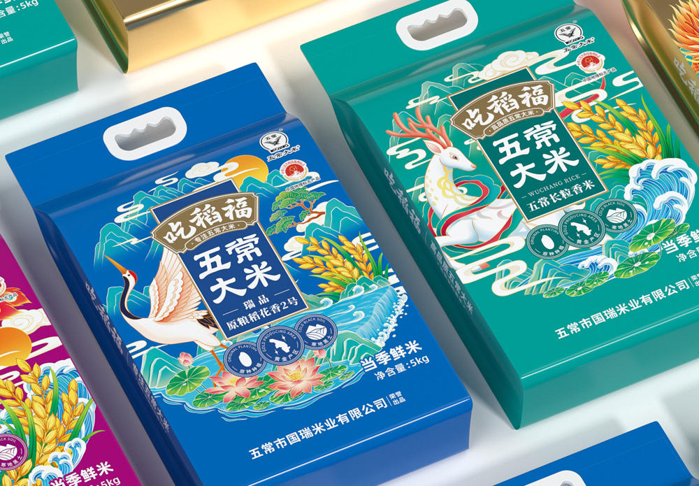 吃稻福高品质五常大米包装设计